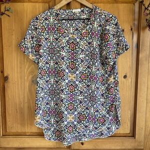 Spense Blouse Top Multicolor Medium Floral Sleeveless Round Neck Pullover Shirt